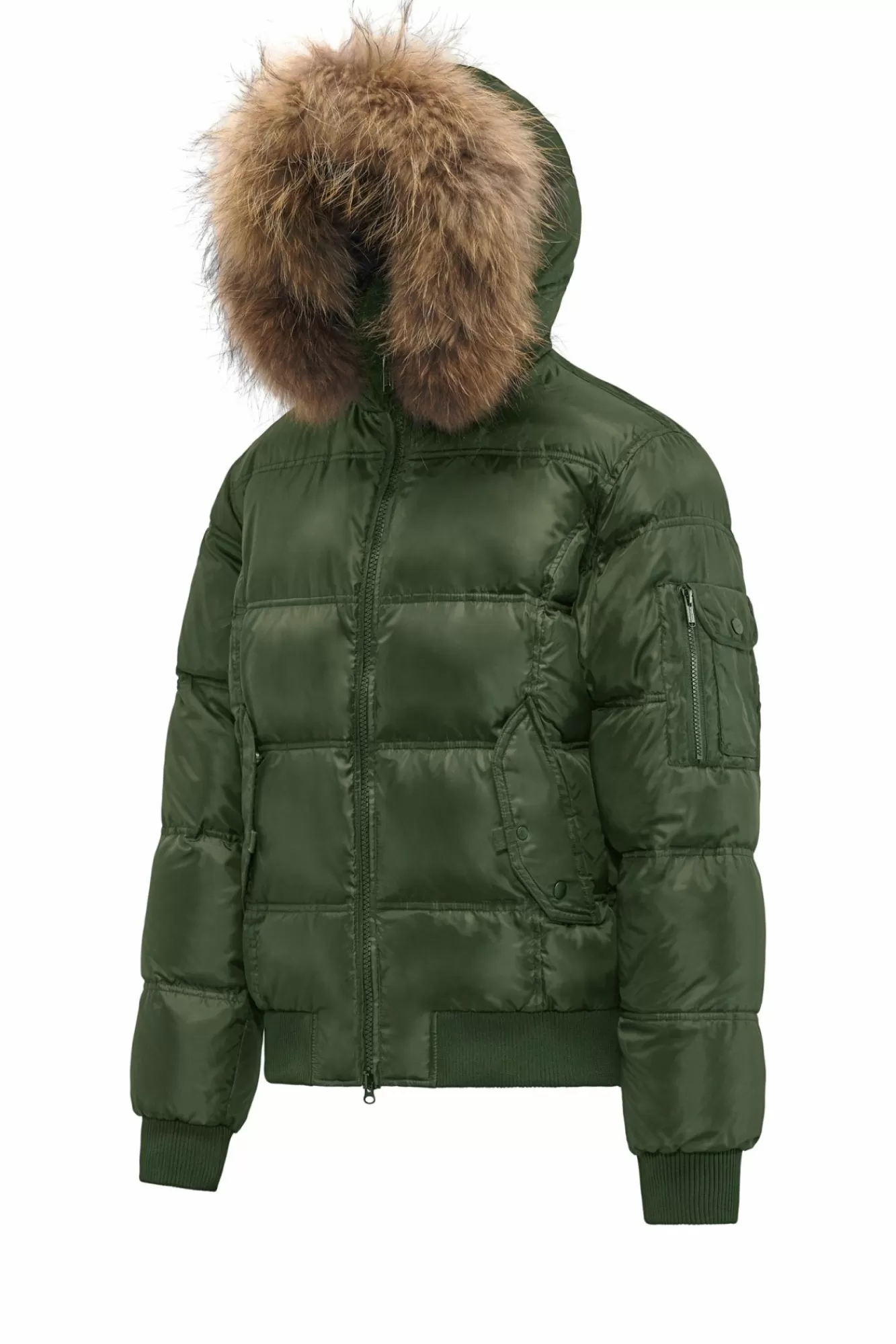 Bomber Imbottito In Piuma Con Bordo In Pelliccia Folta>Bomboogie Shop