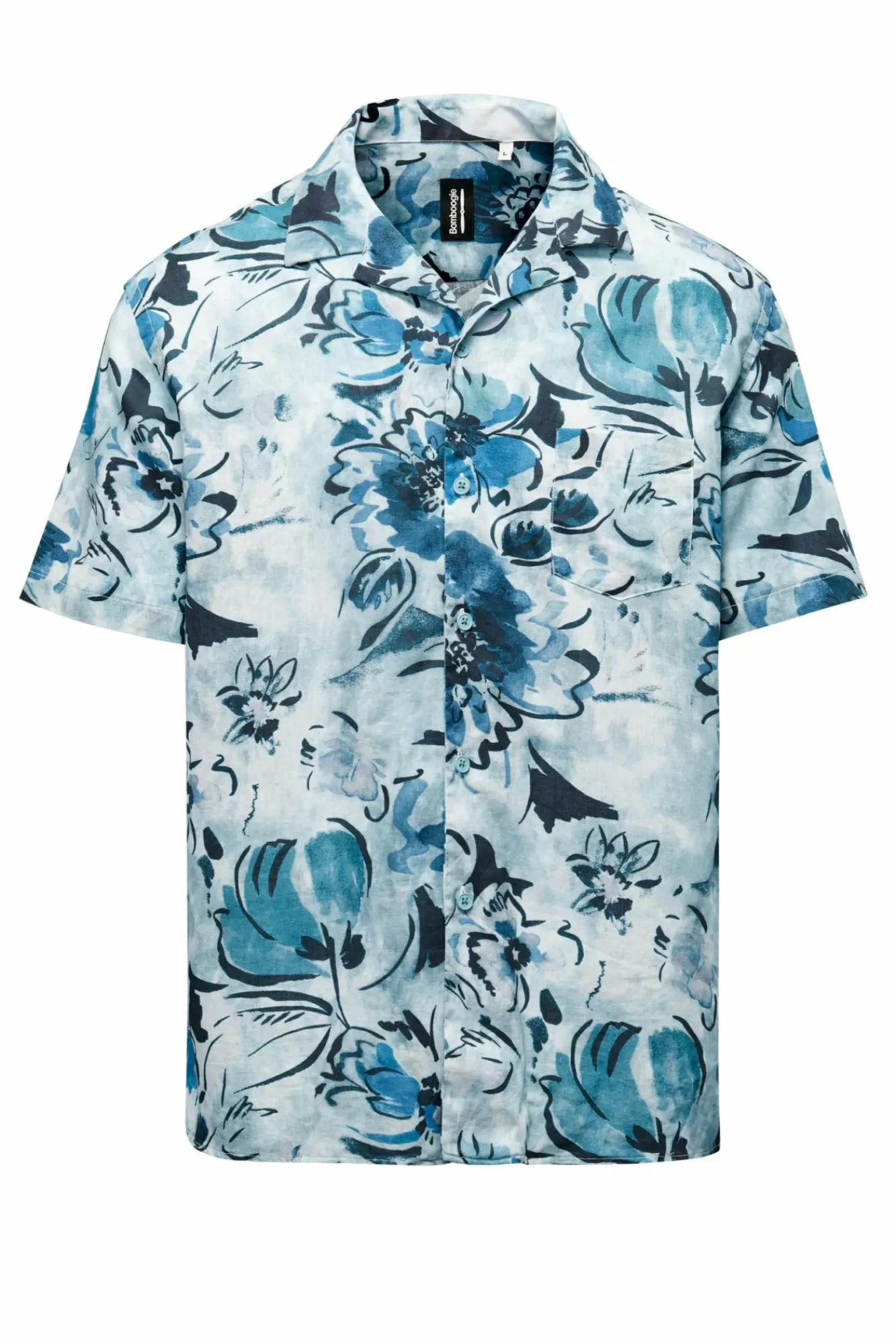 Camicia A Manica Corta Stampata In Lino/Cotone>Bomboogie Best