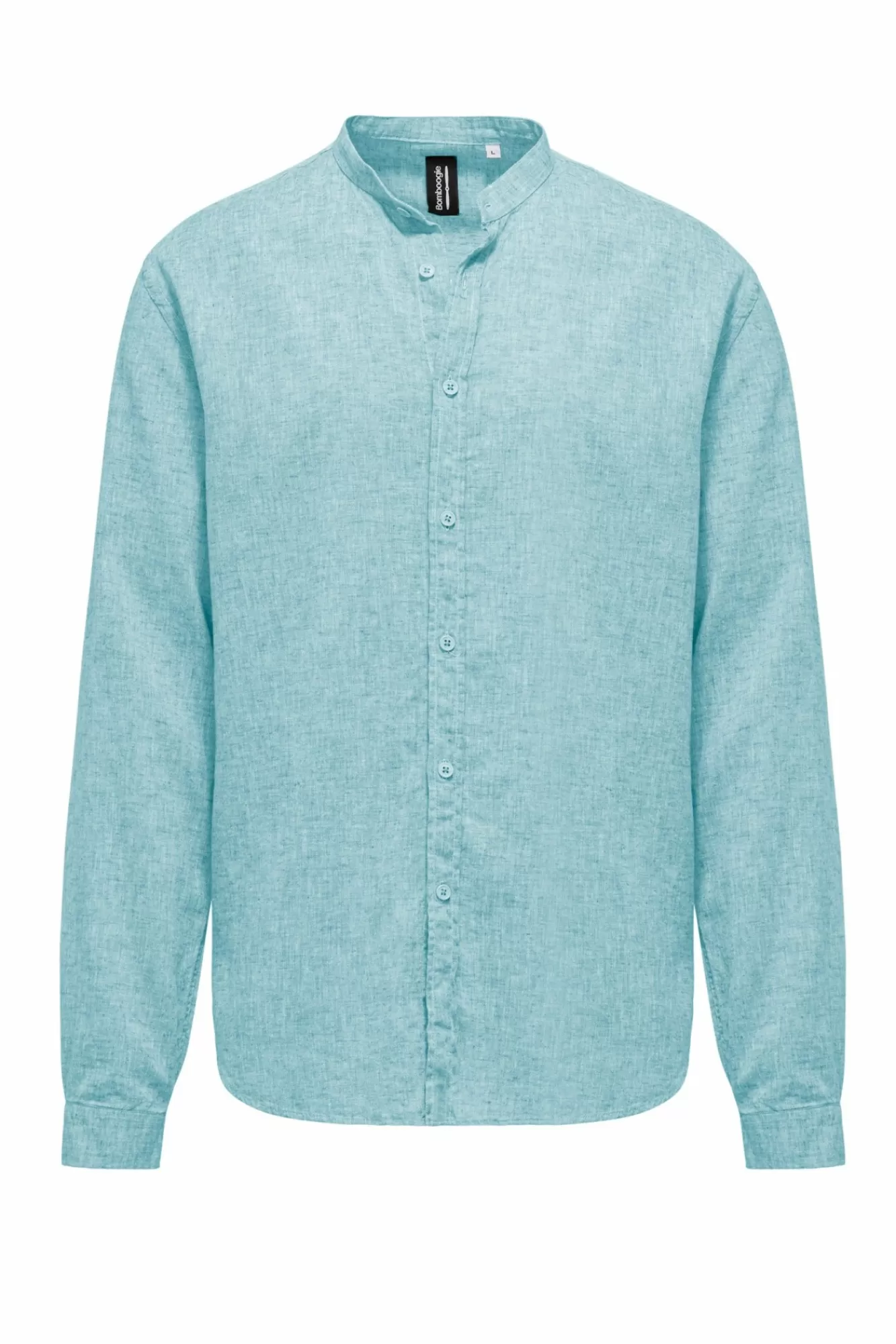 Camicia In Lino/Cotone Con Collo Alla Coreana>Bomboogie Flash Sale
