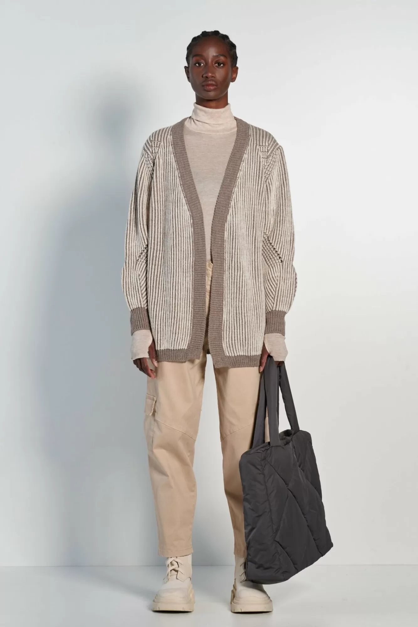 Cardigan Bicolore In Tricot Misto Lana>Bomboogie Clearance