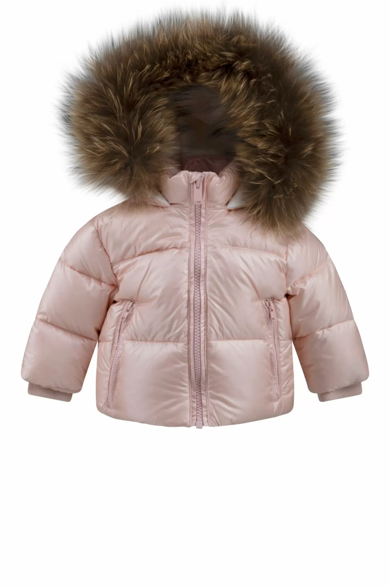 Piumino Baby Con Cappuccio Rifinito In Vera Pelliccia>Bomboogie Outlet