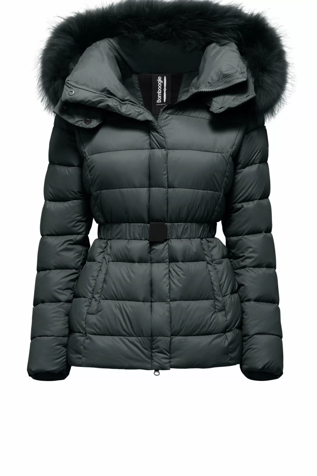 Piumino Corto In Nylon Riciclato Con Cappuccio In Pelliccia>Bomboogie Shop