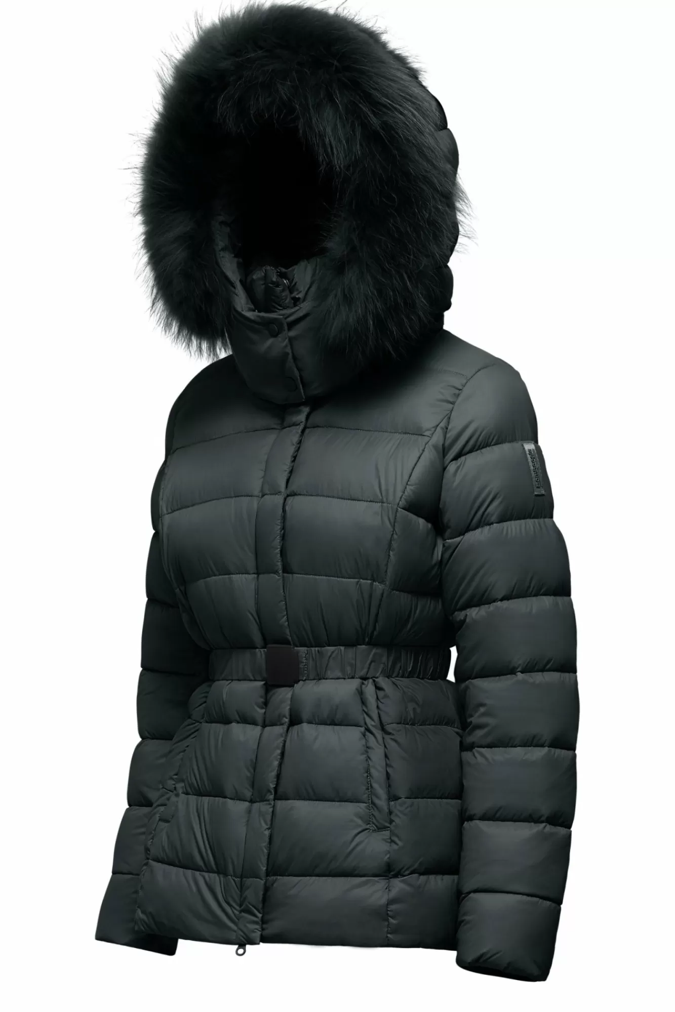 Piumino Corto In Nylon Riciclato Con Cappuccio In Pelliccia>Bomboogie Shop